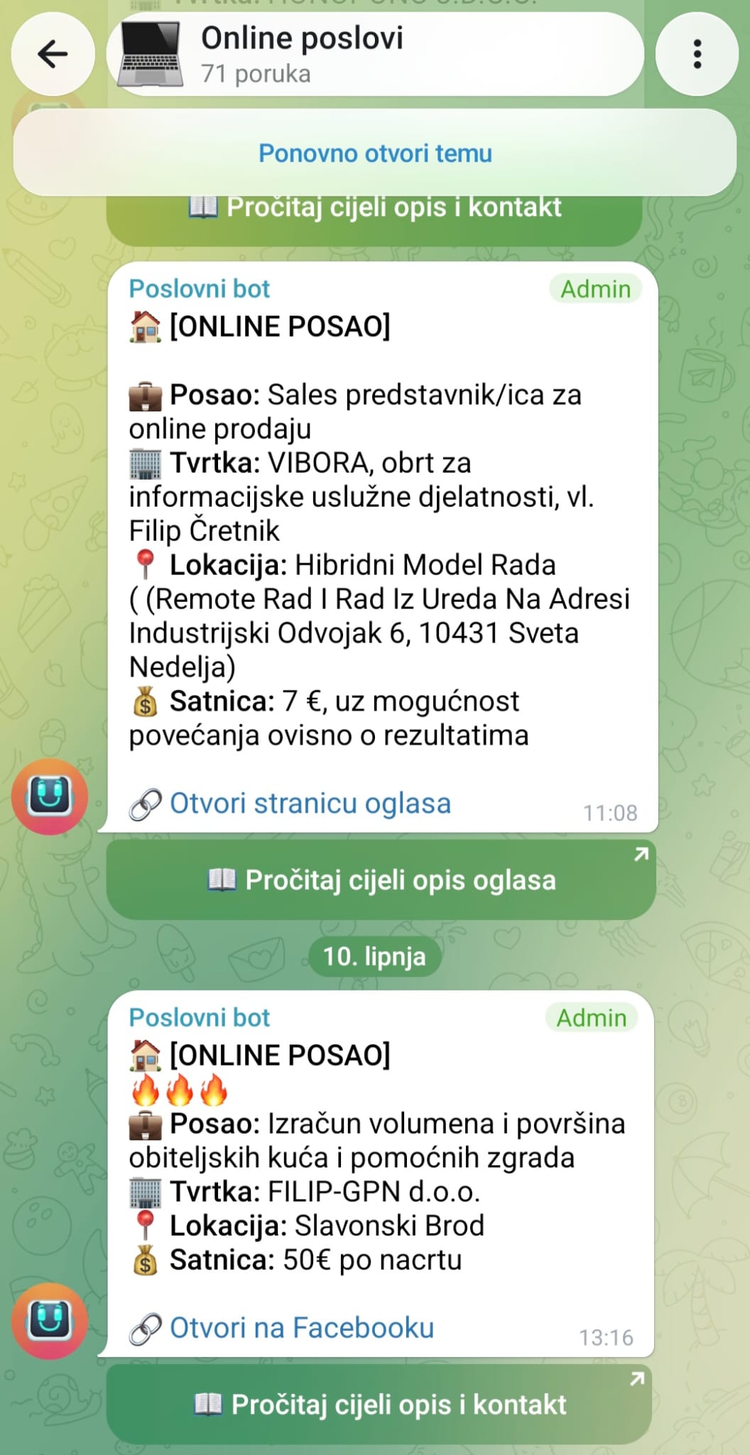 Online poslovi Telegram